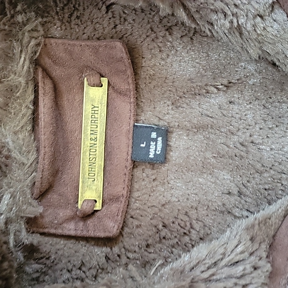 Johnston & Murphy Chocolate Brown Winter Faux Leather Faux Seude Coat Jacket - Picture 9 of 11
